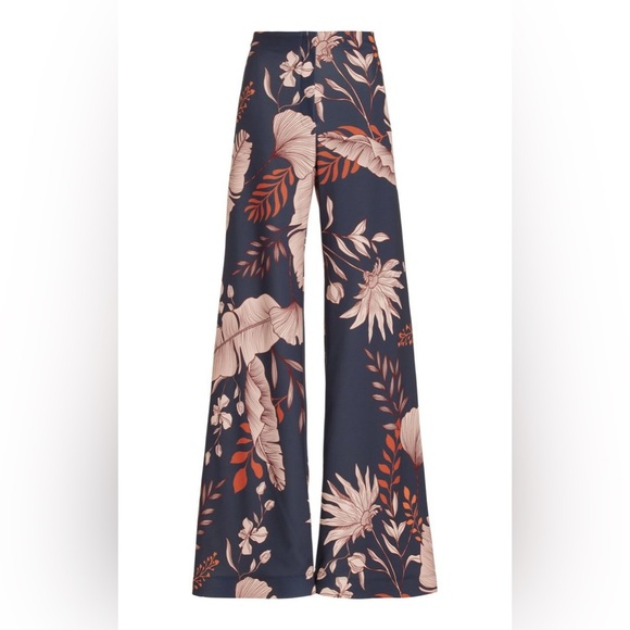 Andres Otalora Pants - Andres Otalora Lucero Printed Neoprene Wide-Leg Pants